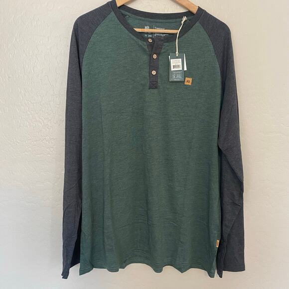 Tentree Men’s Baker Henley Long Sleeve Shirt Size XL Organic Cotton Blend Green - Picture 2 of 6